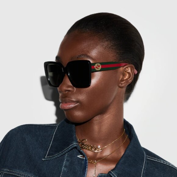 NEW GG1861S 004 GUCCI SUNGLASSES SHINY BLACK WOMEN EYEWEAR GUCCI - Picture 1 of 12